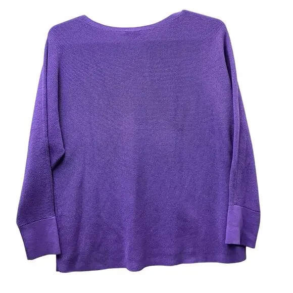 J Jill Sweater Womens Sz. XL Purple Boat Neck Tunic 3/4 Drop Sleeve Linen Blend - Picture 12 of 16